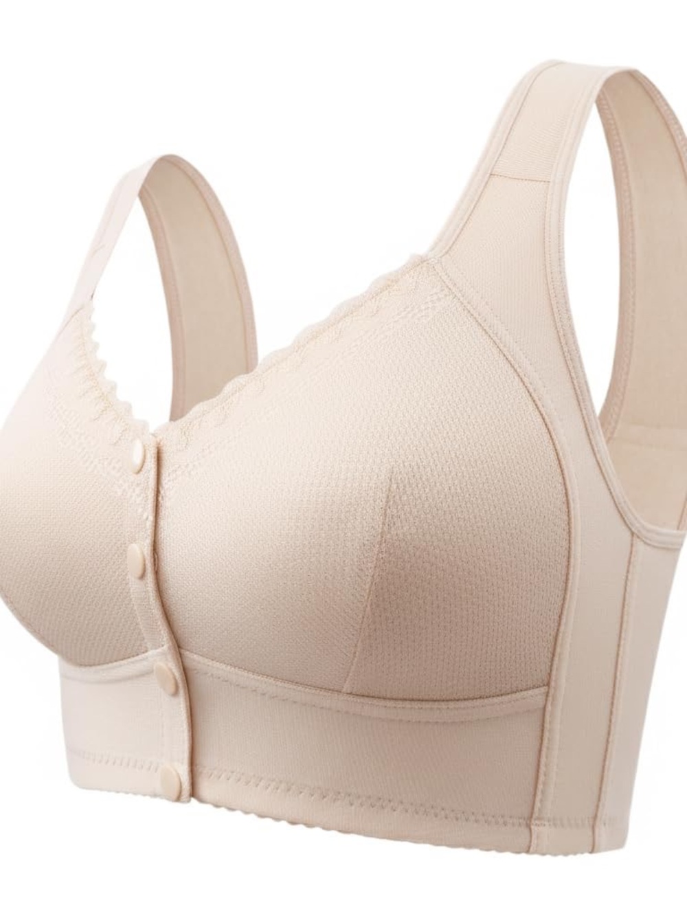 ONLYSTORY Plus Size Wireless Front Snap Bra Women’s US Size 40B Cream Cotton